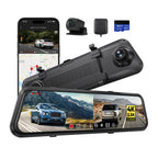 M4 2ch Mirror Dash Cam with 4K Front and 2.5K Rear Cameras, 12"IPS Touchscreen