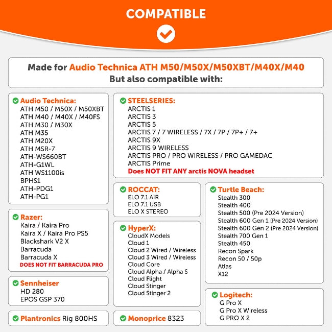 ATH M50X Earpads - Velour Hybrid