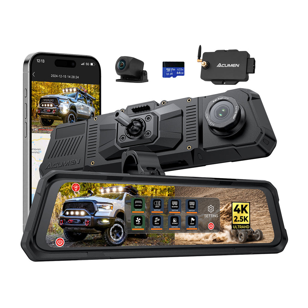 The Legend 2ch Waterproof Mirror DVR Switching System with 8-Gang in-Car Power Solid-State Switch Control Box