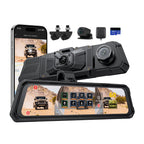 The Legend 4ch Waterproof Rear View Mirror Dash Cam with 1080P Front+ Rear+ Left/Right Side Cameras