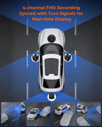 M4 Quad Mirror Dash Cam with 1080P Front+Rear+Left/Right Side Cameras, 12"IPS Touchscreen