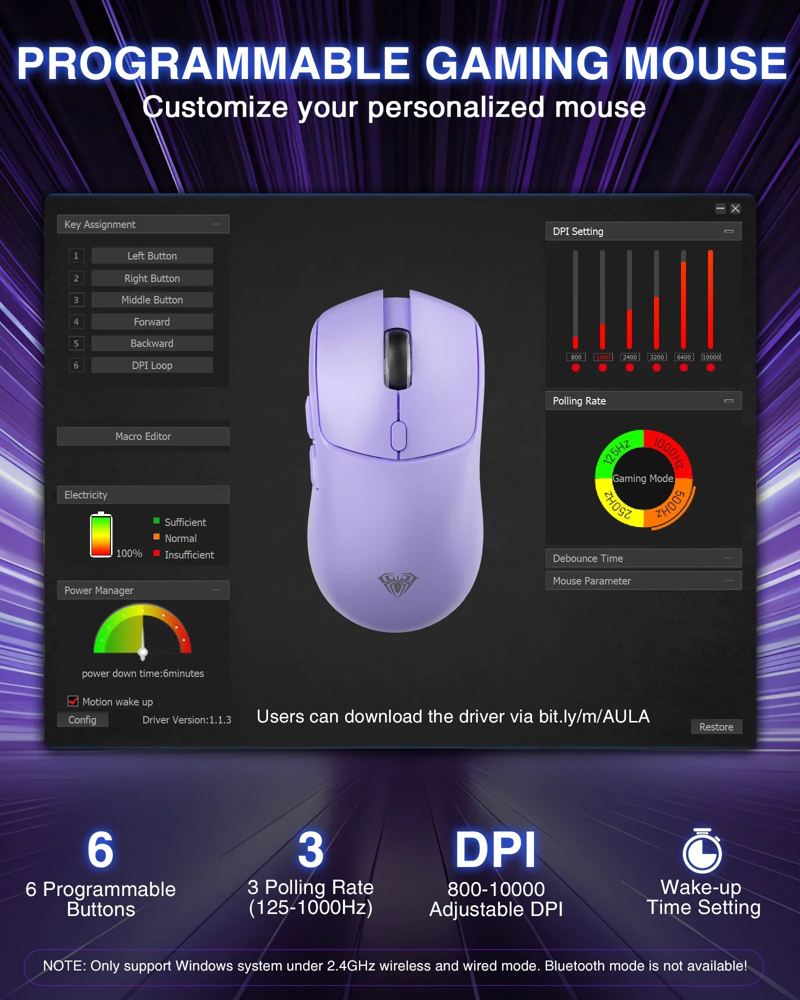 AULA SC580 Tri-Mode RGB Gaming Mouse – 10,000 DPI