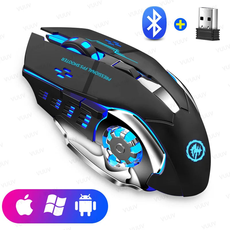 AIEACH Wireless Bluetooth Rechargeable Gaming Mouse – 2000 DPI, Backlit