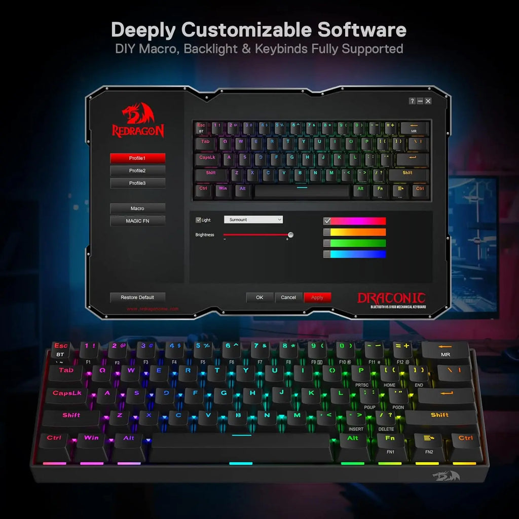 K530 Pro Draconic 60% Wireless RGB 3-Mode Mechanical Keyboard