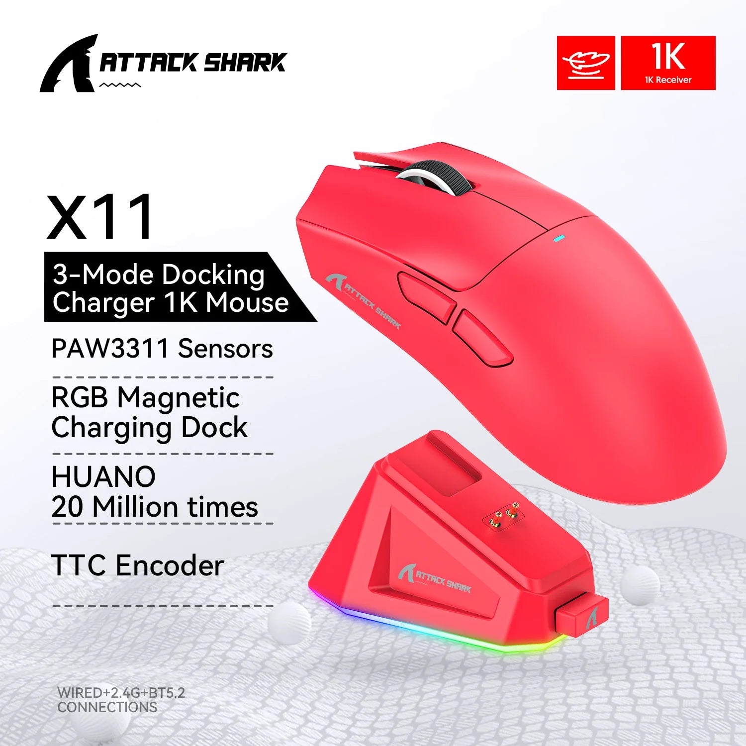 Attack Shark X11 Tri-Mode Wireless Gaming Mouse – 22,000 DPI