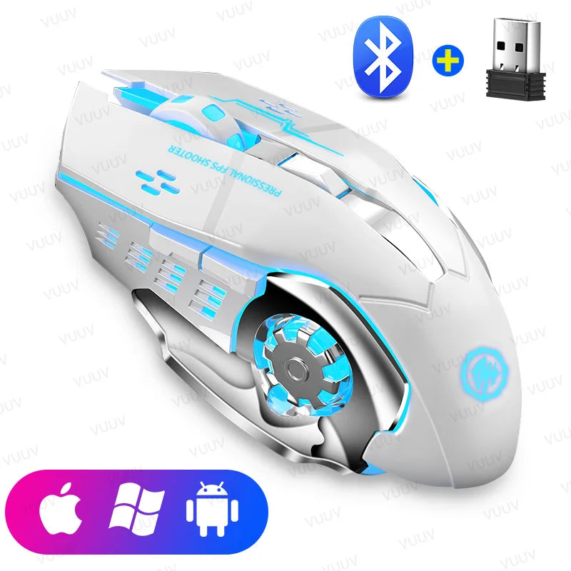 AIEACH Wireless Bluetooth Rechargeable Gaming Mouse – 2000 DPI, Backlit