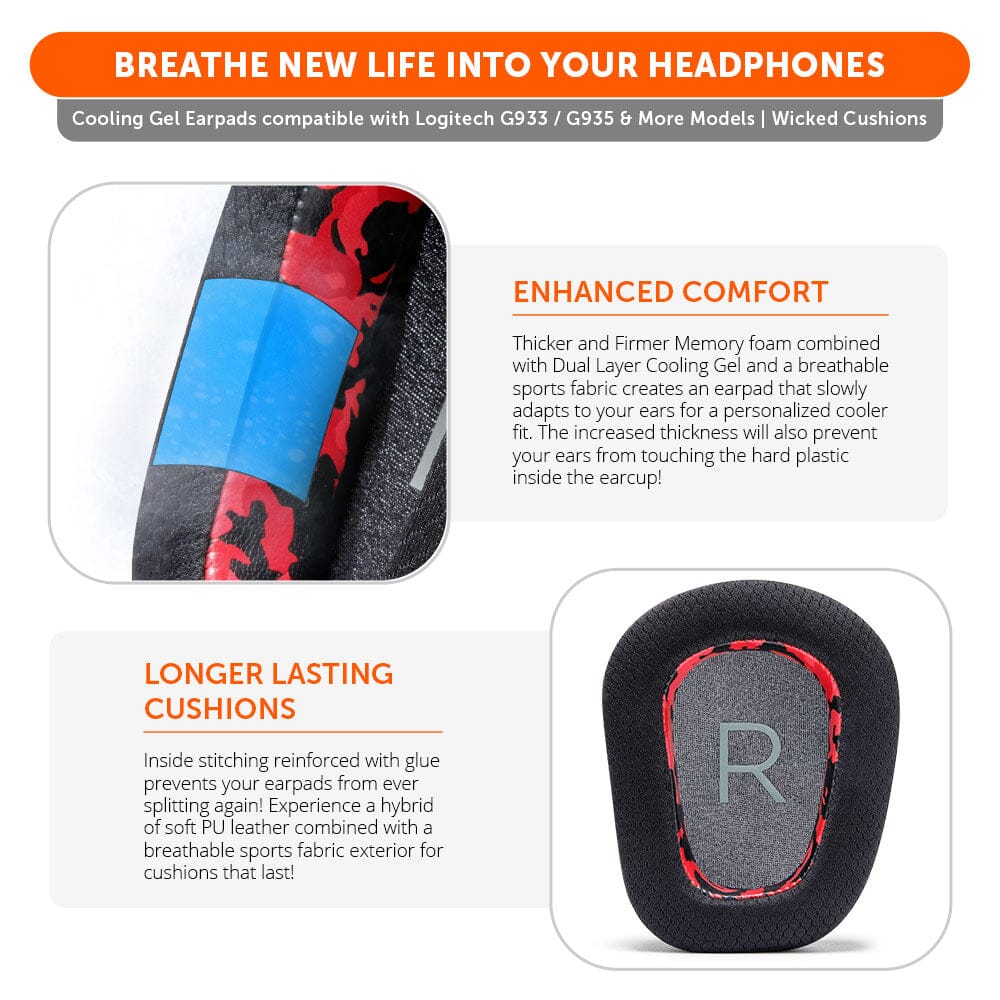 Logitech G933 / G935 & More Earpads - WC FreeZe Cooling Gel