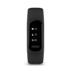 Black fitness tracker on a white background forward facing