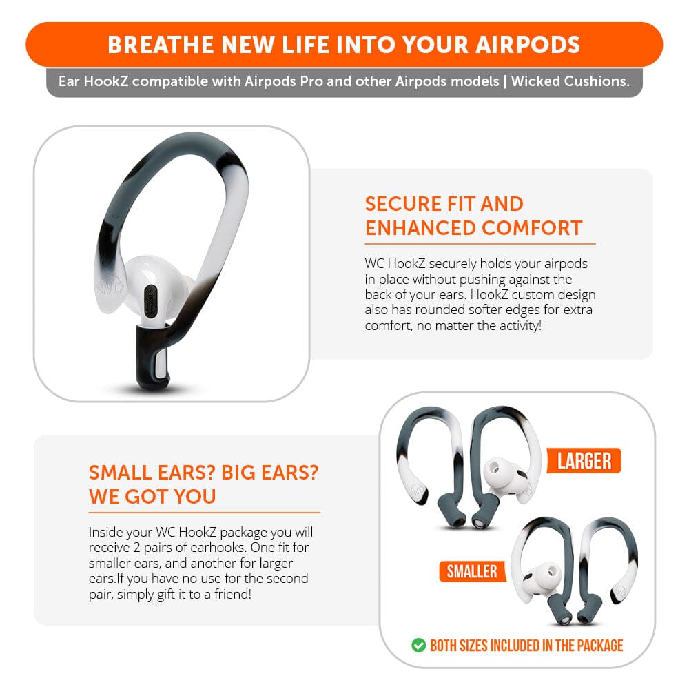 WC HookZ - Over Ear Hooks for Airpods Pro 1, 2 & Airpods 1, 2, 3