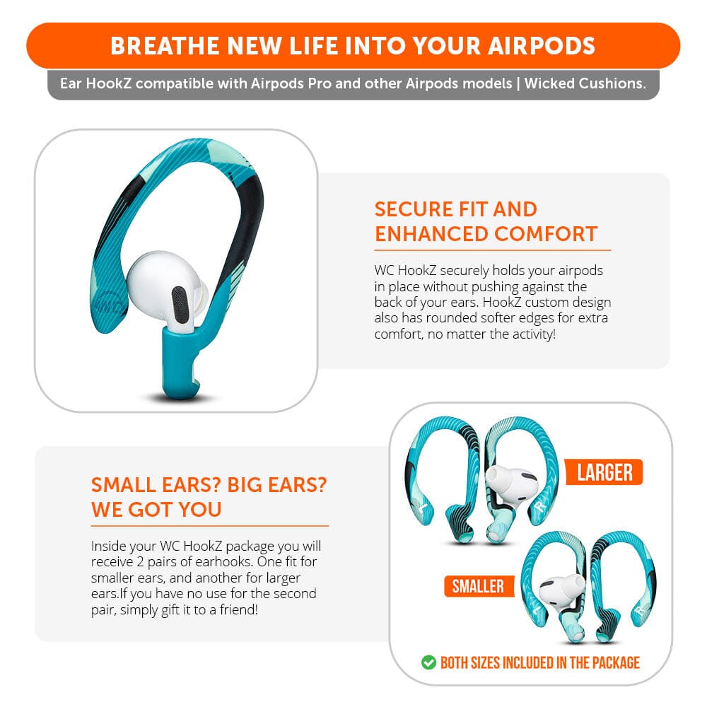 WC HookZ - Over Ear Hooks for Airpods Pro 1, 2 & Airpods 1, 2, 3