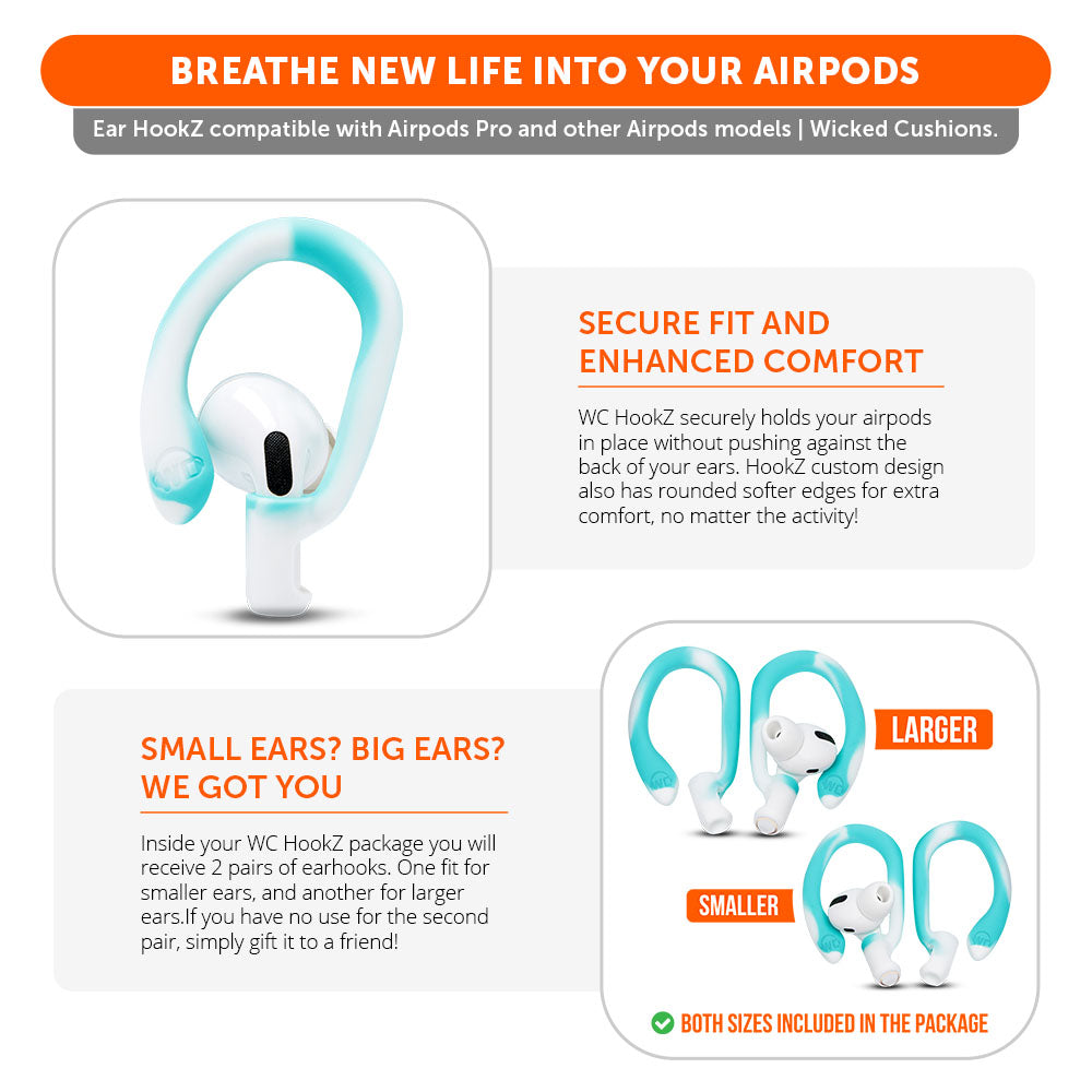 WC HookZ - Over Ear Hooks for Airpods Pro 1, 2 & Airpods 1, 2, 3