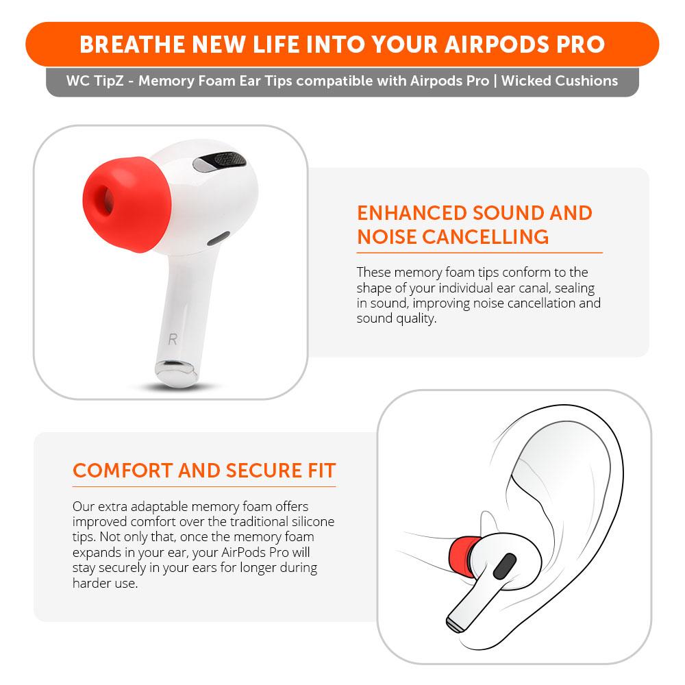 WC TipZ - Memory Foam Ear Tips for Airpods Pro & Airpods Pro 2